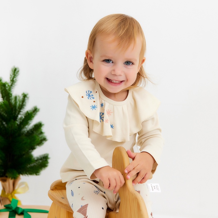 Кофточка с вышивкой «Крошка Я. Новогодние игрушки», рост 62-68 см