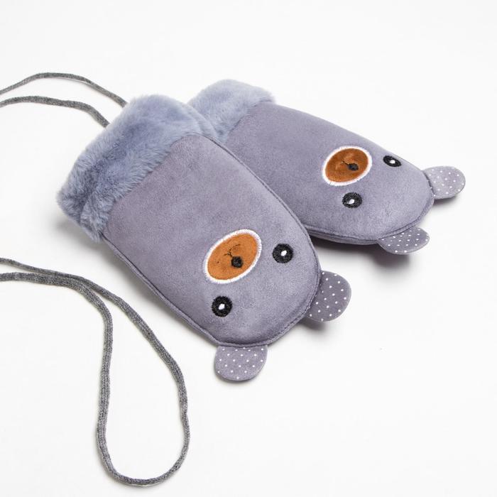 Варежки детские MINAKU с вышивкой, 18 см, серые